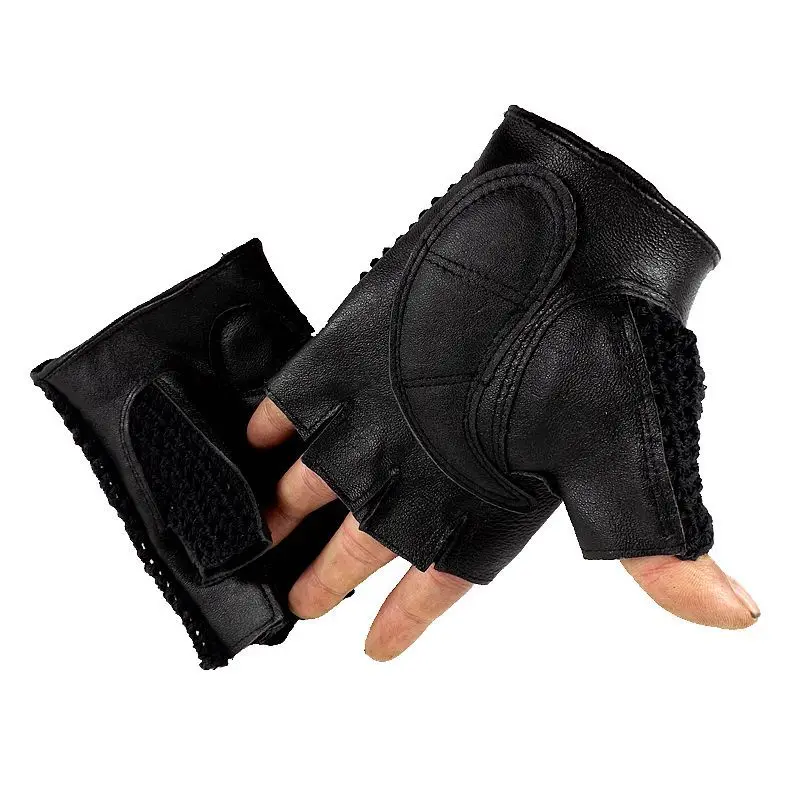 Online 2019 Latest Half Finger Gloves Male Spring Summer Breathable Non Slip Fitness Driving Leather Semi Finger Man s Gloves A1366