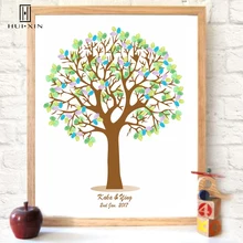 Персонализированное имя, дата на заказ отпечаток пальца DIY гость книга Сладкое свадебное дерево для подарков на день рождения помолвка вечерние украшения