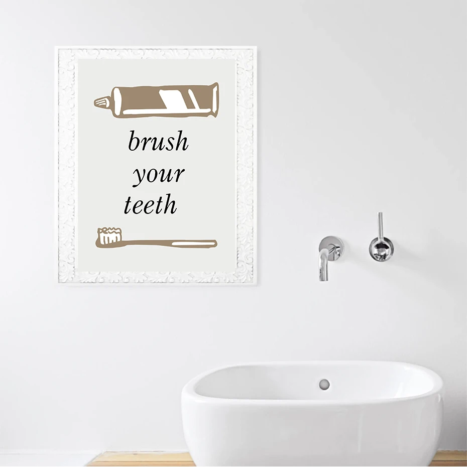 Modern Bathroom Quotes Posters Prints Towel Soap Comb Toothbrush Letters Canvas Painting Wall Art Pictures Washroom Toilet Decor (6)