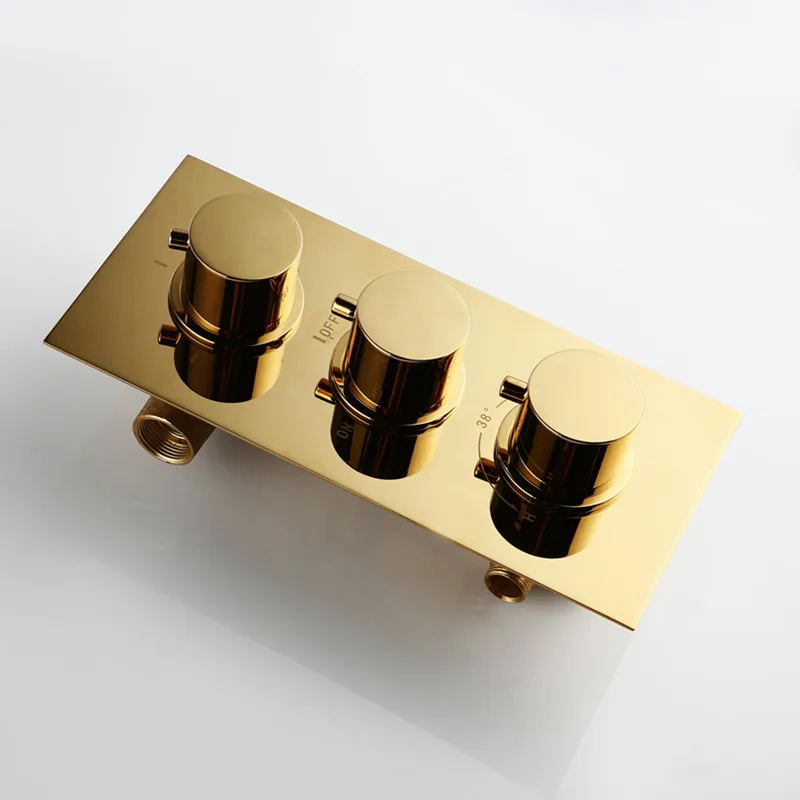  Smesiteli Gold Brass 3 Dial 3 Way Thermostatic Control Mixing Valve Faucet Bath Bathtub Shower Dive