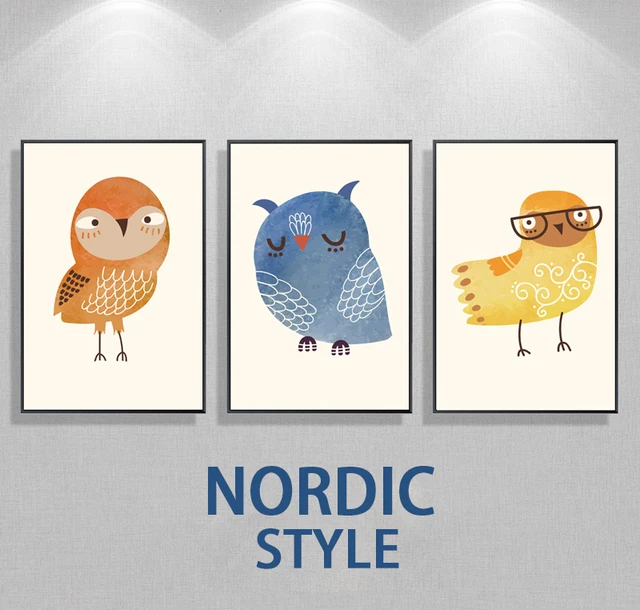 nordic style home decor cartoon animal simple style canvas art a3 poster size