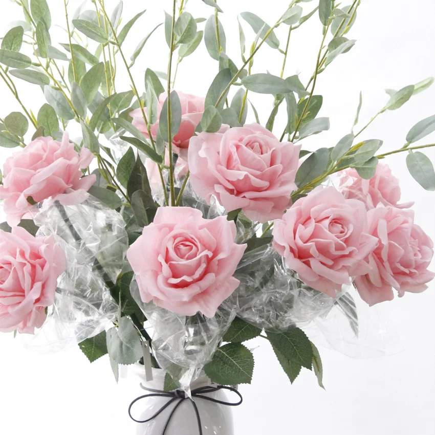 

Real Touch Rose Artificial Flowers Single Branch for Wedding Home Party Decorative Fake Rose Flower Detachable