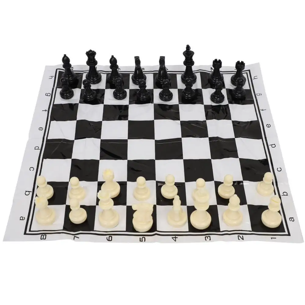 

Plastic International Chess Set Medieval Entertainment C Game Set Portable Black & White Chessboard for Party Activities