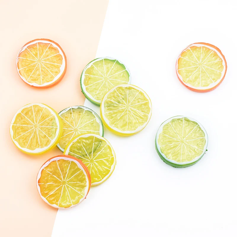 Artificial Fruits and Vegetables 20/50pcs Plastic Lemon Fake Plants Kid Toys Fridge Sticker Diy Needlework Household Decor