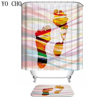 

YO CHO Bathroom Accesories Suit Colorful Oil Painting Series Piano Shower Curtain Waterproof Non-slip Bath Mat Home Toilet Decor