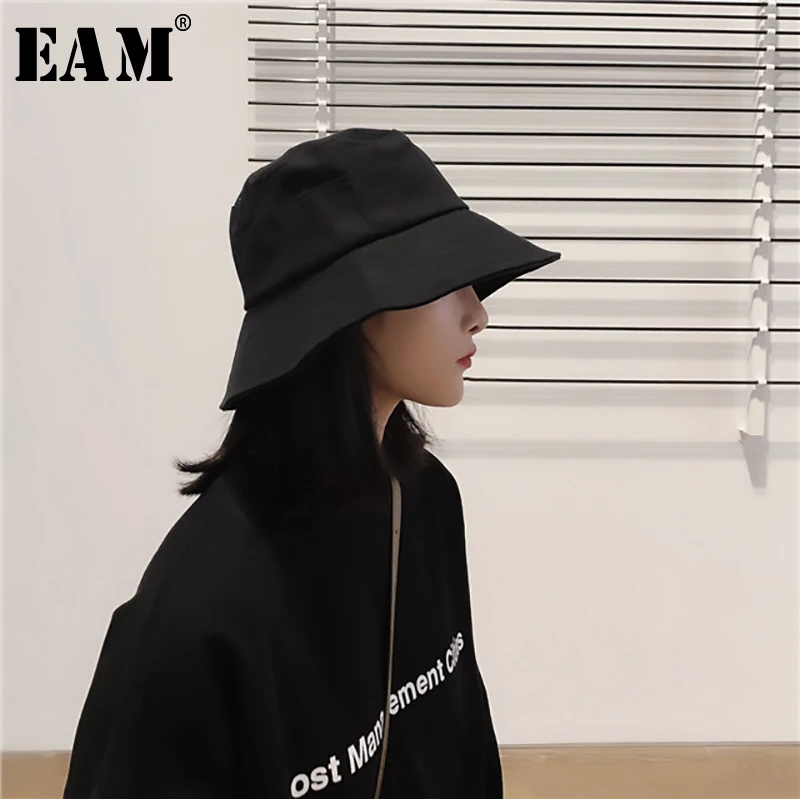 [EAM] 2019 новые весенне-летние Круглый купол короткие сплайсированные темпераментные Твердые дикие шляпы для рыбалки женские модные