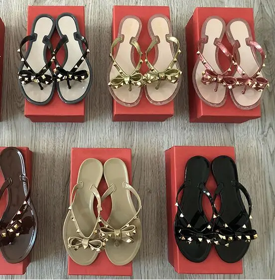 

Summer Women Shores Platform Slippers Women Beach Bowknot Flip Flops Streetwear Sandals For women Girl Rivet Shoes
