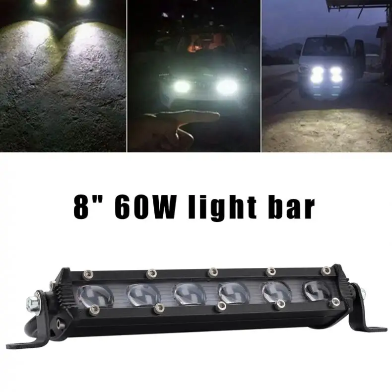 2X 8INCH 36W LED Work Light Bar Spot//Flood Offroad SUV Car Boat Driving Lamp 4WD