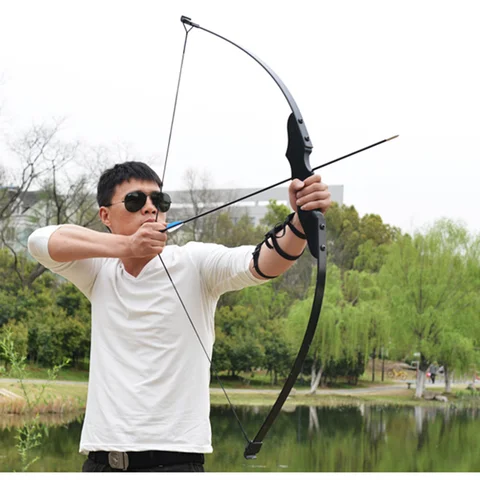 Recurvo para Destro Tiro com Arco Esportes ao ar Arco Caça Jogo Livre Preto Recurvo Pode Takeddown bo 30 – 40lbs