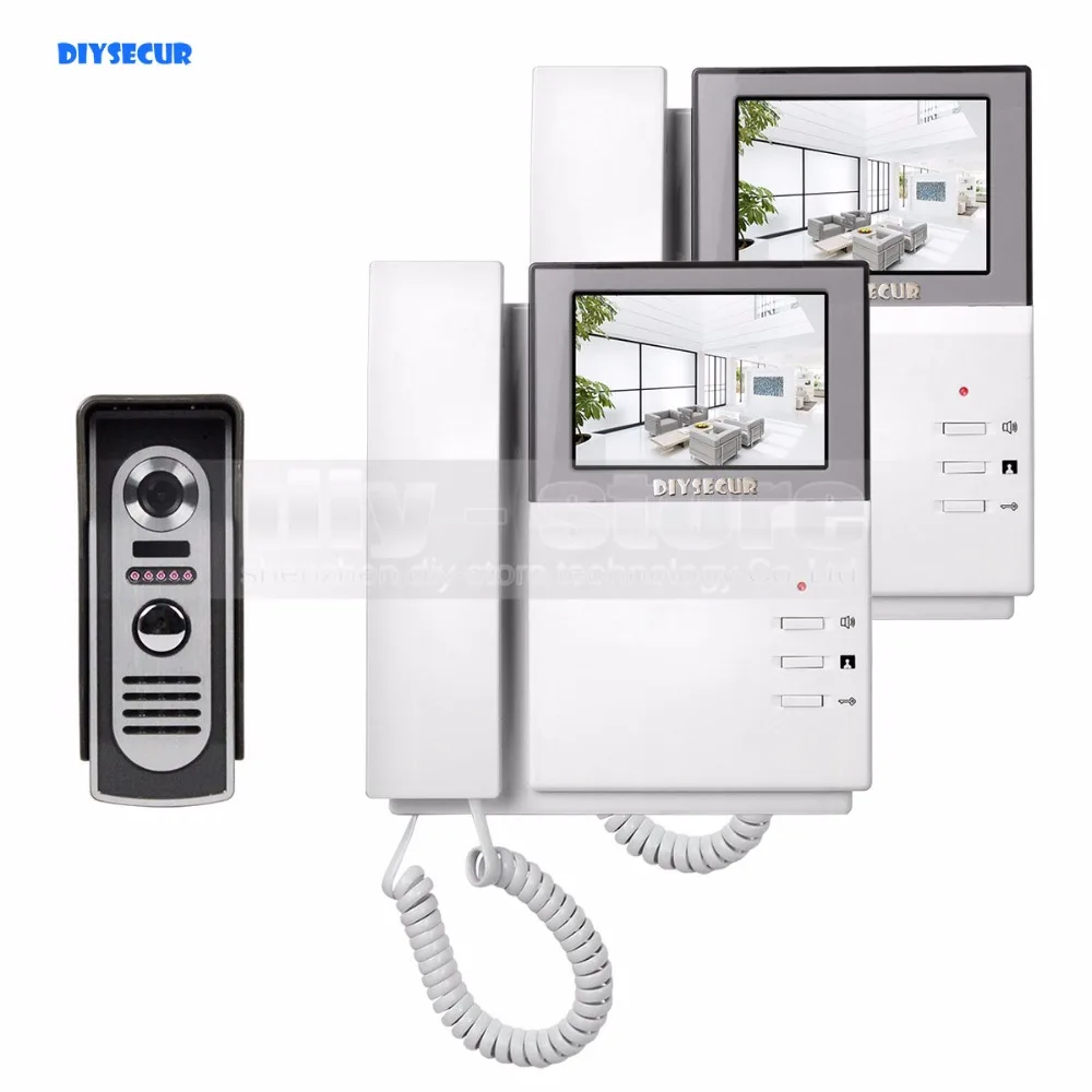 DIYSECUR Video Door Phone Intercom Doorbell 4.3inch HD Indoor Monitor + 600 TVLine IR Night Vision Outdoor Camera 1 V 2 | Безопасность и