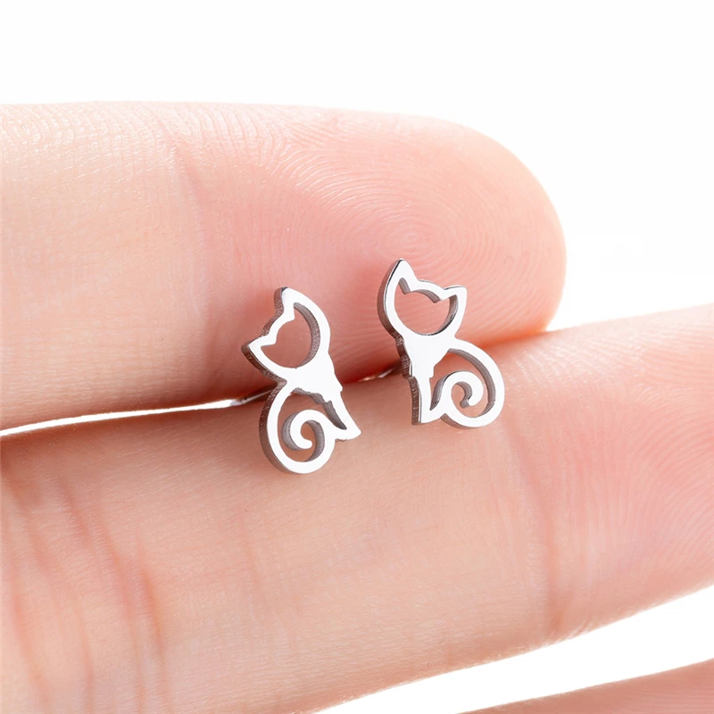 Серьги Yiustar в виде шахты маленькие серьги гвоздики милого кота для девочек