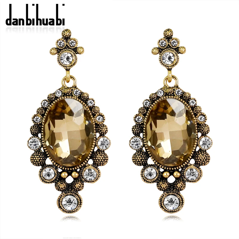 

2018 Women's Drop Earring Vintage Resin Earrings with stone for Party Long Rhinestone Dangle Earrings Jewelry Pendant for Girls