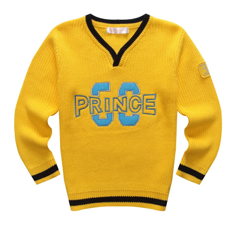 Весенне-Осенняя детская одежда пуловер из хлопка Детский свитер базовый свитер верхняя одежда теплая одежда с v-образным вырезом для мальчиков - Цвет: yellow