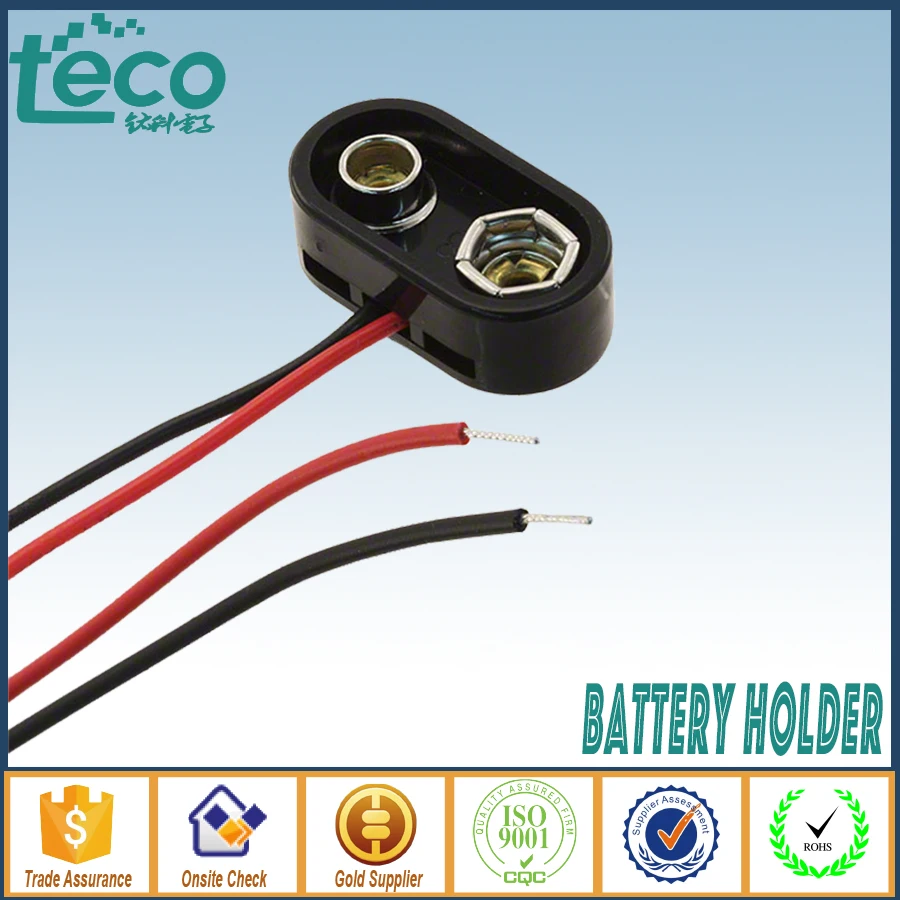 10pcs/lot New 9v Battery Snap Connector Clip Lead Wires Holder Tbhs10