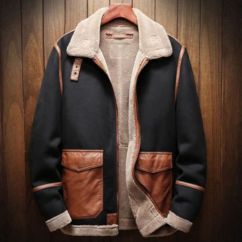 

Autumn and Winter Season Mens Faux Fur Leather Jacket Coats Plus Size 5XL Mens Faux Fur Coats Automotive Overcoats Velvet A173