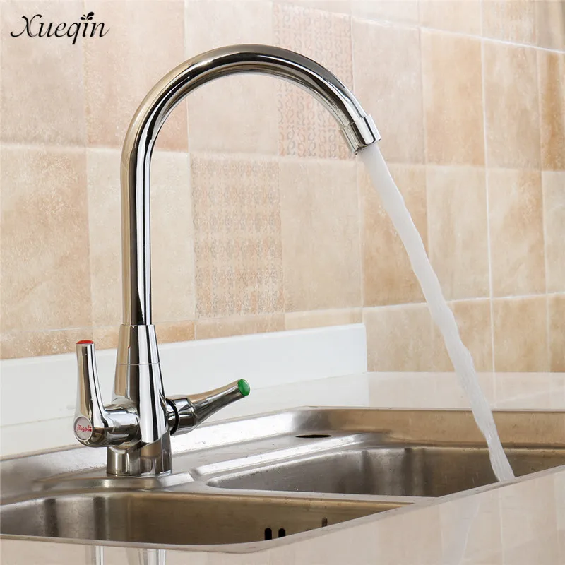 

Xueqin New Twin Lever Swivel Spout Modern Chrome Kitchen Sink Basin Mixer Tap Kitchen Faucets