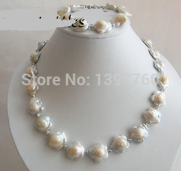 

Miss charm Jew.116 18''/8'' 16MM White Baroque Reborn Freshwater Pearl Necklace Bracelet Set (A0423)