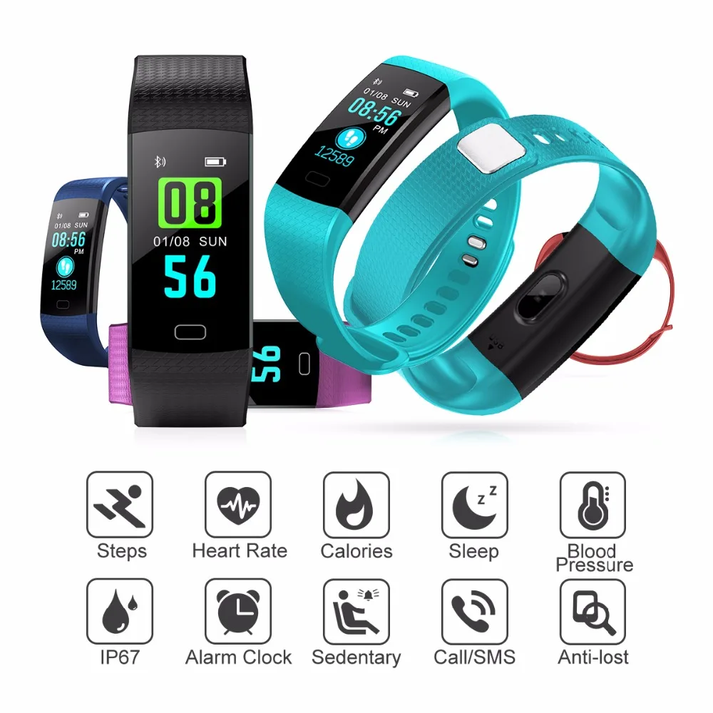 Diggro DB07 Smart Bracelet Heart Rate Monitor Blood Oxygen Monitor IP67 Fitness Tracker for Andriod  IOS