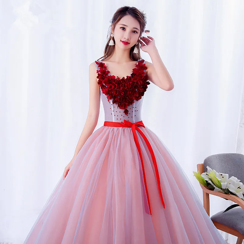 Ruthshen Vestidos De Debutantes 15 Anos красный Цветы оформление Пром бальное платье платья Quinceanera