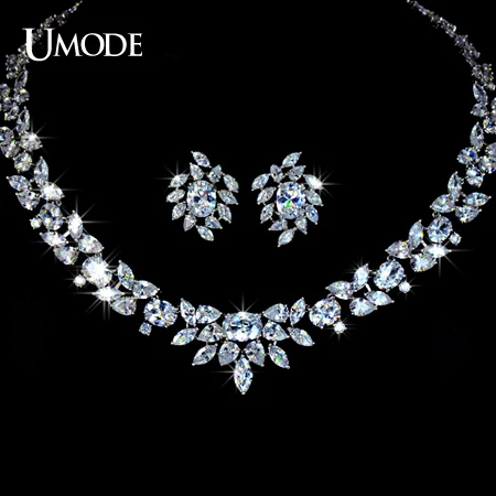 

UMODE Brand Luxury Wedding Poem of Spring Jewelry Sets Top Grade CZ Necklaces and Earrings Set For Women Fashion Gifts AUS0010