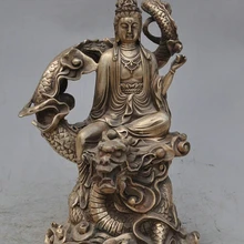 USPS в США S1311 1" Китайский Буддийский Серебро Кван-инь Гуаньинь Богиня Поездка Fly Dragon Статуя