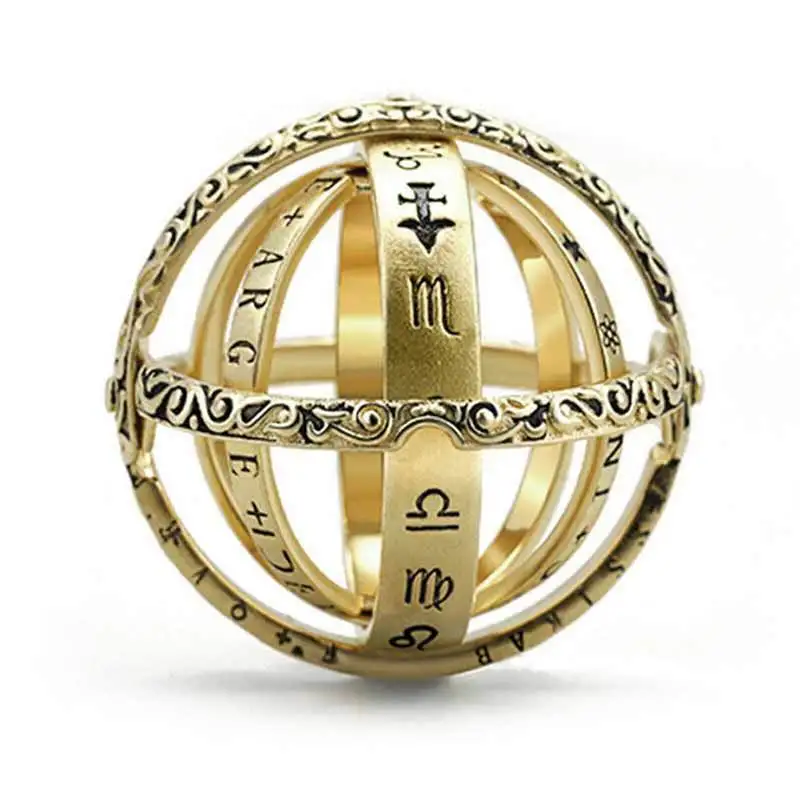 

SILVER & GOLD Two Colors Astronomical Ring Sphere Ball Ring Complex Rotating Cosmic Ring for Couple Lover Jewelry Accessories