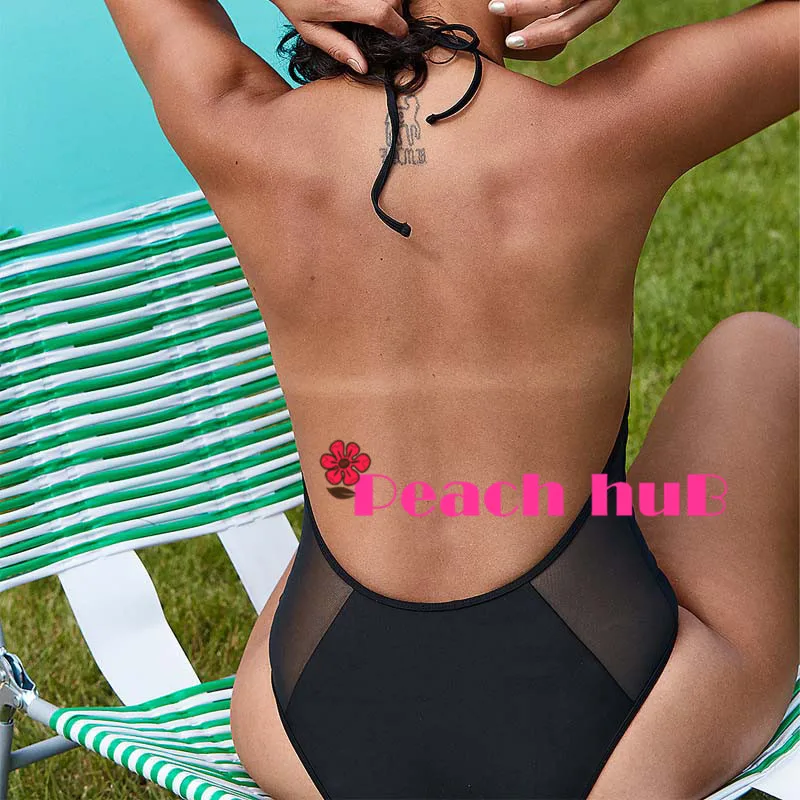 

Whole Swimsuit Black Swim One Piece Tankini Swimsuits Women Backless Monokini Transparent Swimsuit Mesh Bodysuit Female