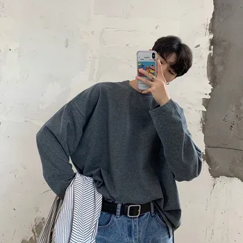 

2019 Spring And Autumn New Loose Solid Color Large Size Side Slit Fashion Casual Hoodie Yellow Black White / Dark Gray M-XL