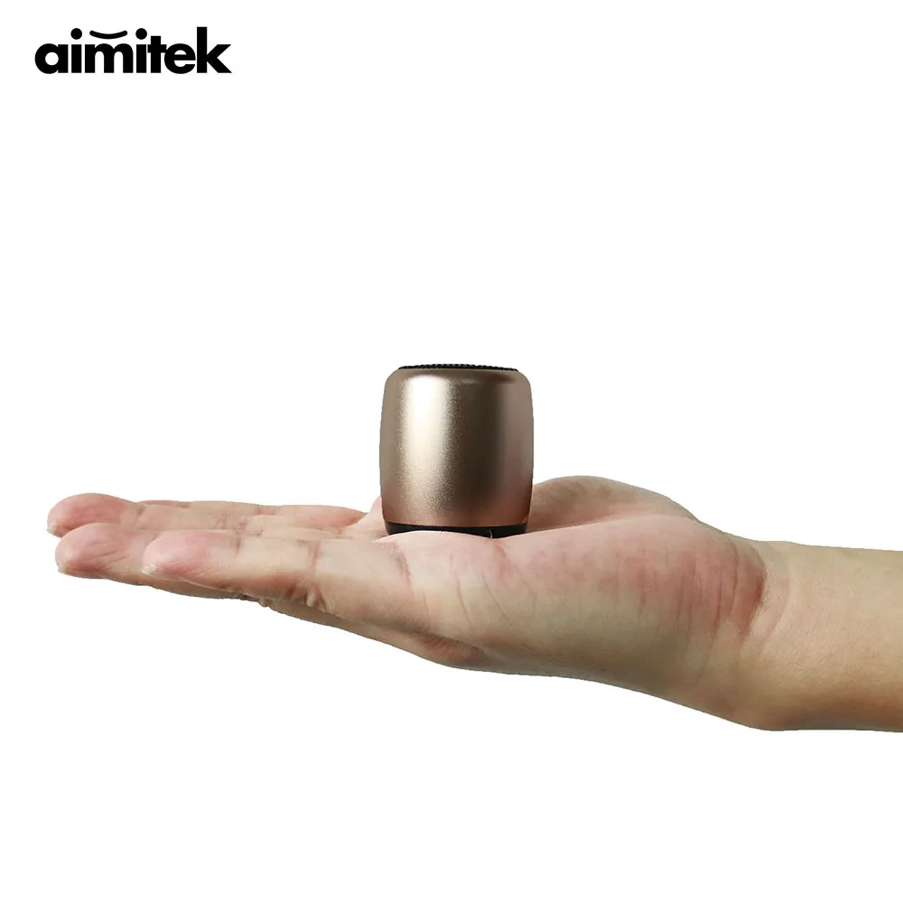 Aimitek TWS Металл Мини Портативный беспроводной Bluetooth динамик маленький карманный размер с селфи пульт дистанционного управления Кнопка громкой связи микрофон