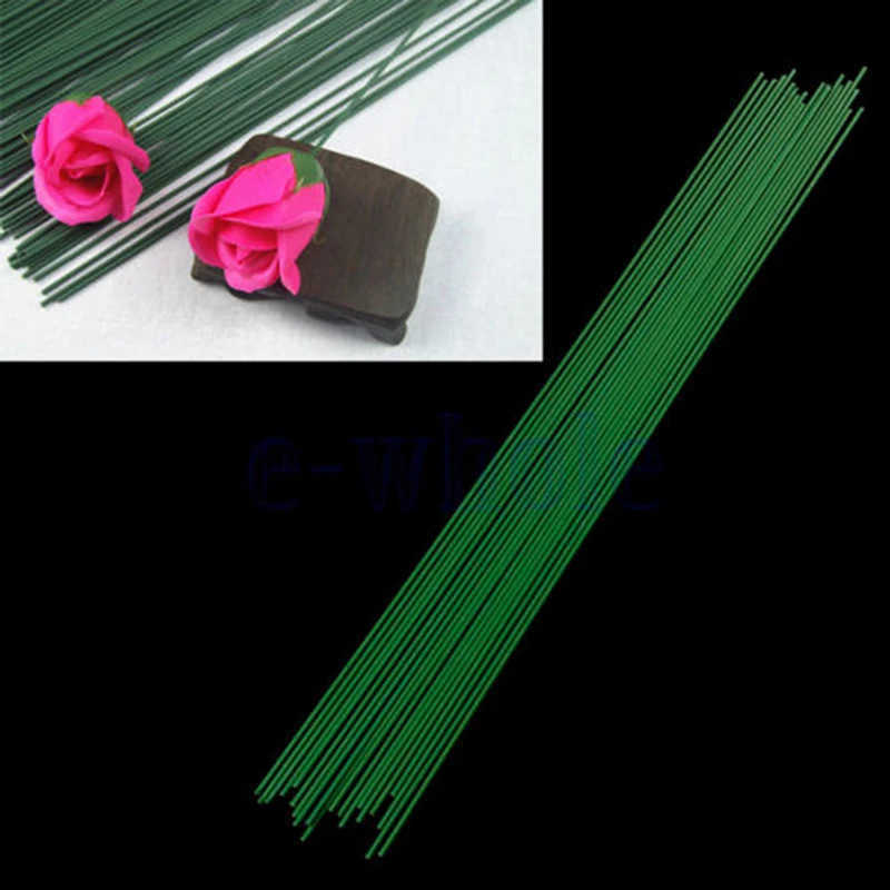 

12pcs/lot Mew Green 60cm Iron Wire Plastic Florist Stub Stems Floral Wire Wedding Bridal Bouquet Craft Decor hot sale