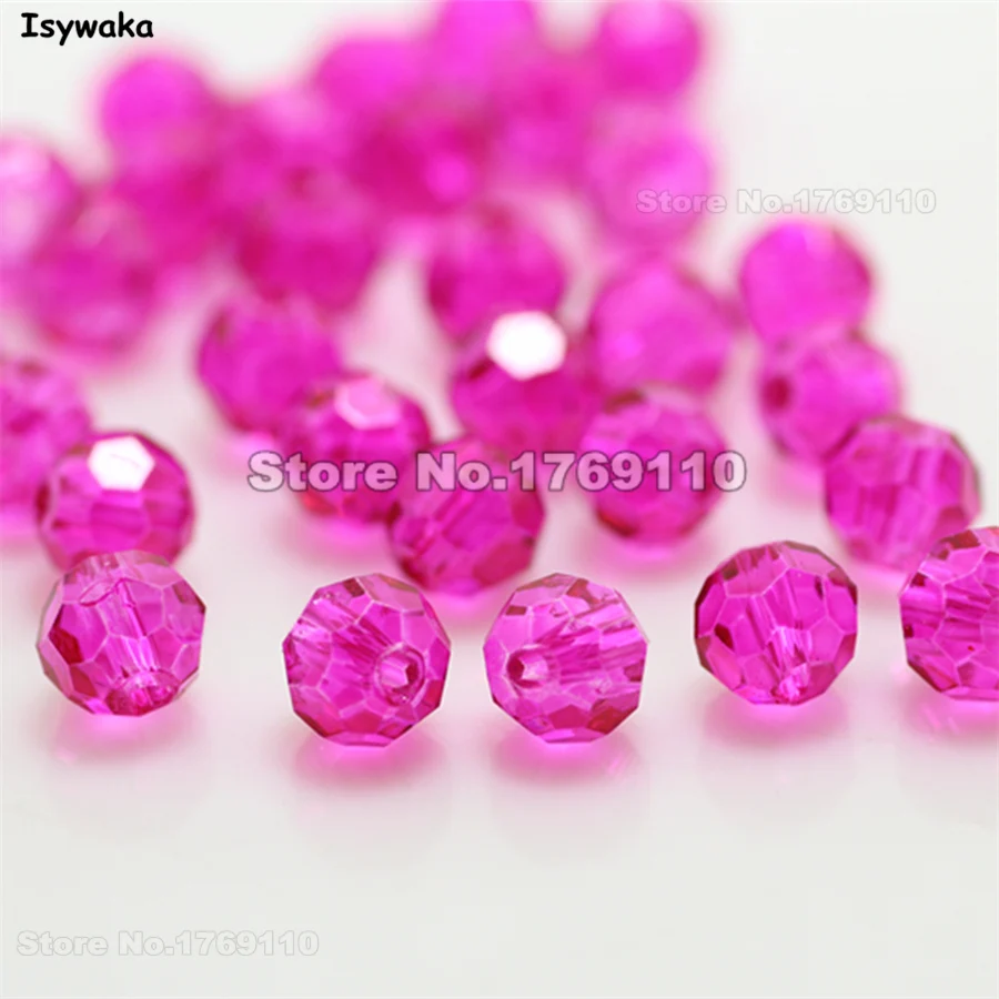 

Isywaka Sale 100pcs Rose Color Round 6mm Austria Crystal Beads charm Glass Beads Loose Spacer Bead for Jewelry Making
