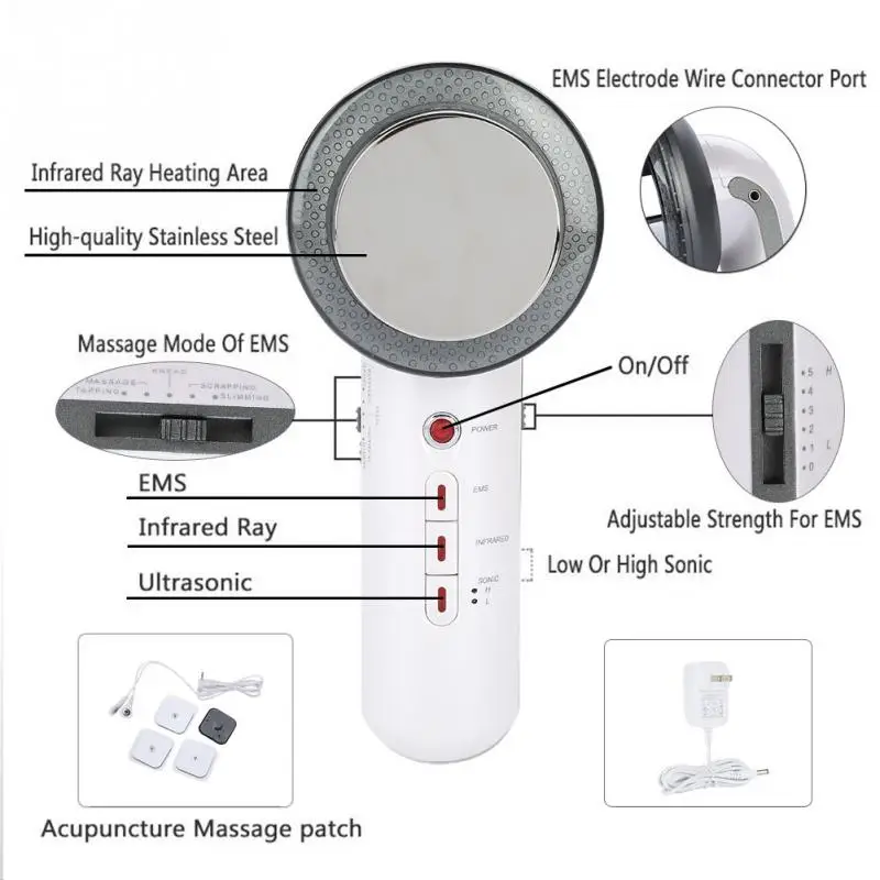 Ultrasonic Cavitation Body Slimming Machine Weight Loss Anti Cellulite Ultrasound EMS Infrared Acupuncture Therapy Body Massager