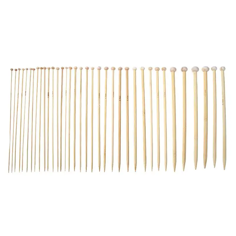 

36pcs Round Bamboo Knitting Needles Crochet Hooks Smooth Sweater Weaving Needle Sewing Tools Accessories