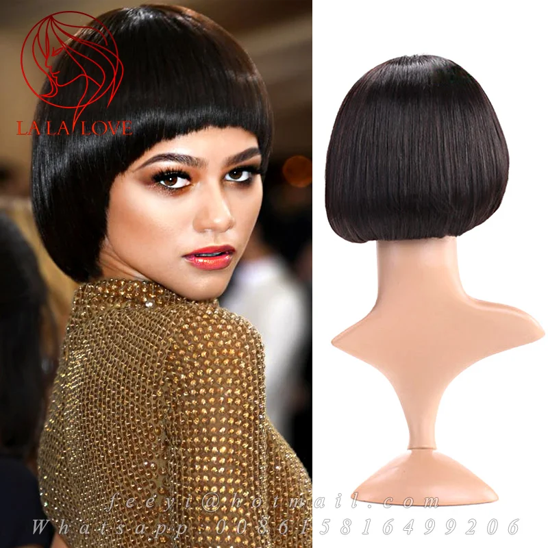 Lady's Short human natural hair bob wigs Mushroom Cosplay wigs