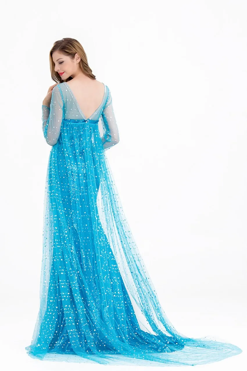 Long Princess Elsa Dress Cosplay Costume for Women and Girls Halloween Carnival image 5