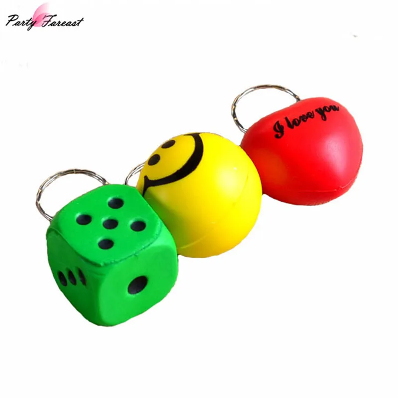 

PF Dice PU Foaming Keychain Smiling Face Dolls Keyring Pendant for Key Accessories for Bags Purse Trinket Holder Jewelry YS071