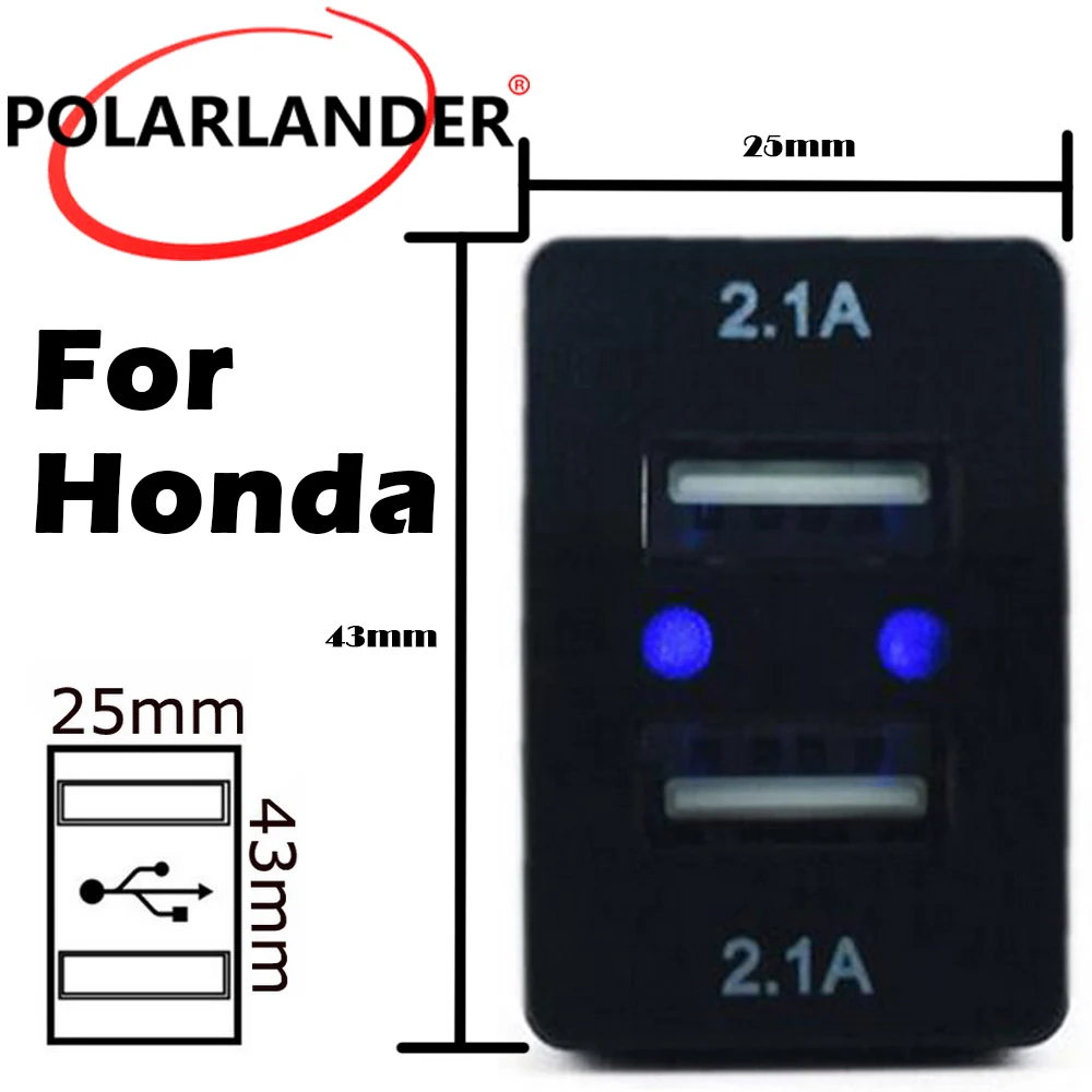 12V 2.1A Dual USB Автомобильное зарядное устройство аудио вход функция для Toyota Vigo для большинства автомобилей - Название цвета: For H onda