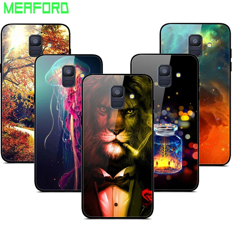 

Tempered Glass Case For Coque Samsung A6 Plus 2018 Cover Soft Bumper 3D Printing Funda For Samsung Galaxy A6 Plus A6 Phone Case