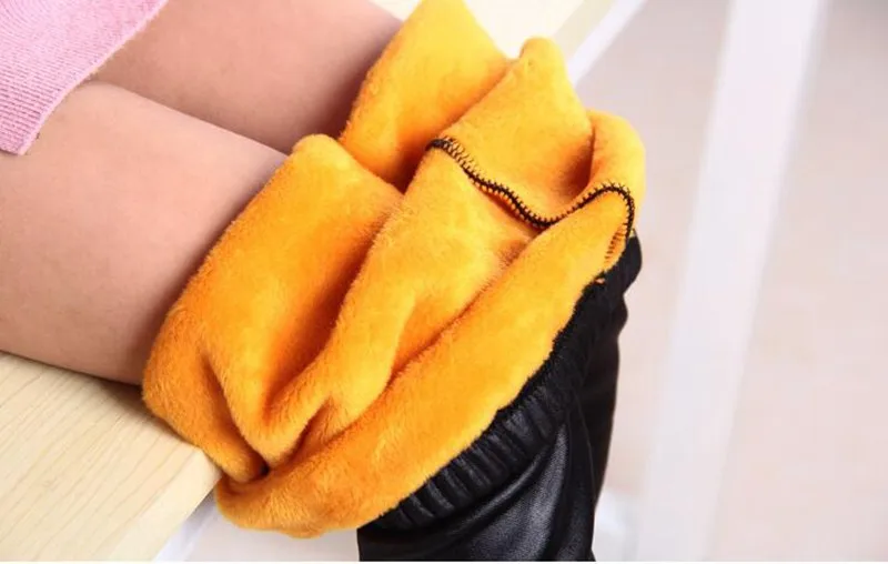 COOTELILI Children Baby Black Leather Pants For Kids Girls Leggings Plus Velvet Girl Kids Winter Pants Thickening Girls' Trouser (1)