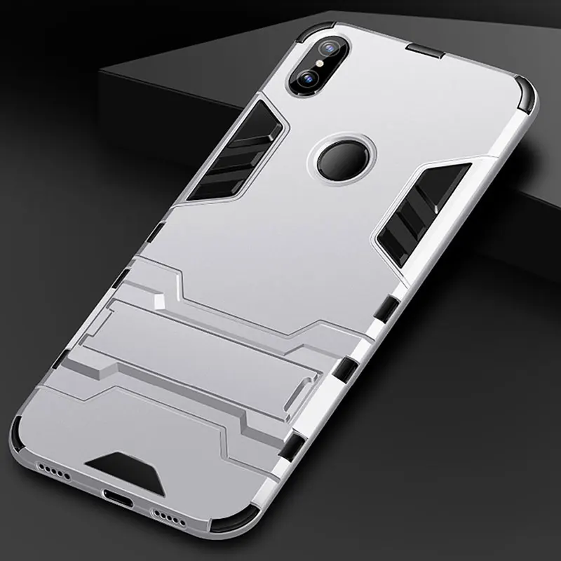 Серебристый Slim Case For Xiaomi Mi A2 Lite Case Silicone Cover Hard PC+Soft TPU Back Case For On Xiaomi Mi A2 Lite Case Phone Stand Fundas - Цвет: Серебристый