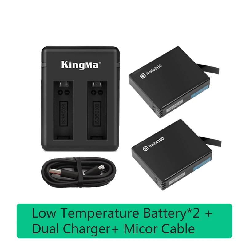 2 шт. Insta360 One X Оригинальные аккумуляторы 1200 мАч 4,35 в 4.56Wh LiPo батарея+ Micro/type-C порты и разъёмы двойной зарядное устройство интимные аксессуары - Цвет: low