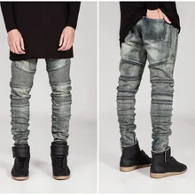 Новинка, мужские байкерские джинсы, мотоциклетные, облегающие, вымытые, желтые, черные, серые, синие, мото джинсы, облегающие эластичные брюки, Джоггеры для мужчин, джинсы
