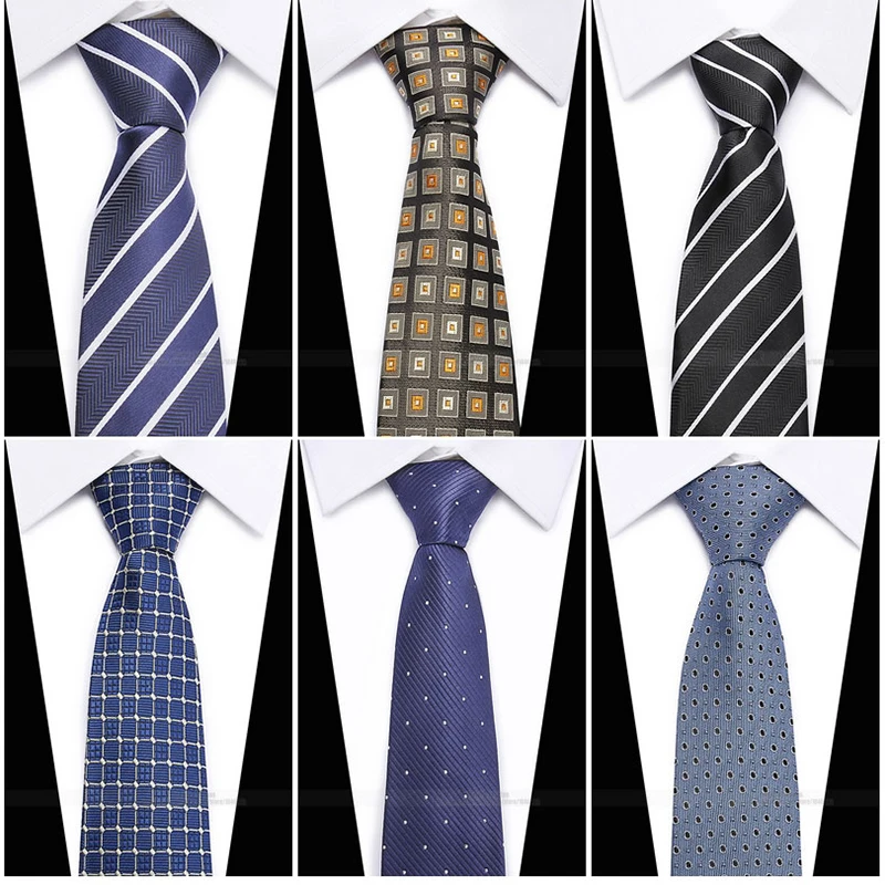 

wholesale Exclusive 59" Long Mens Skinny Ties Black Polyester Silk Plaids Stripes Dots Jacquard Narrow 2" Necktie Neck tie Party