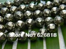 Venta al por mayor 10 mm natural pirita talló alrededor de los granos europeos de piedra pulseras de metal para la fabricación de joyas
