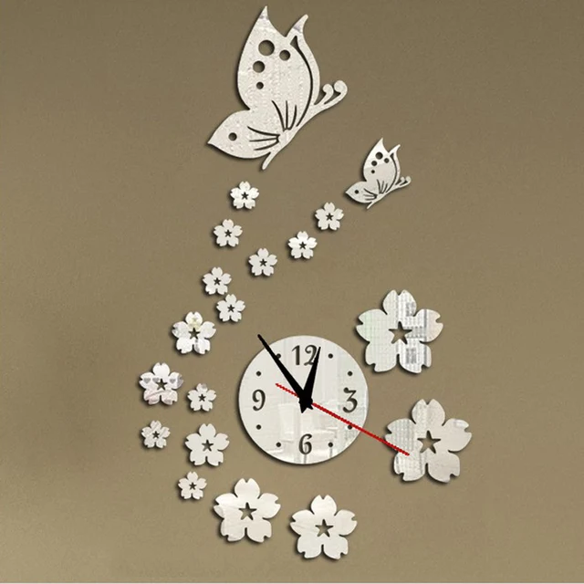 2015 новый горячий акриловые часы настенные часы современный дизайн 3d кристалл зеркало часы украшения дома гостиная бесплатная доставка