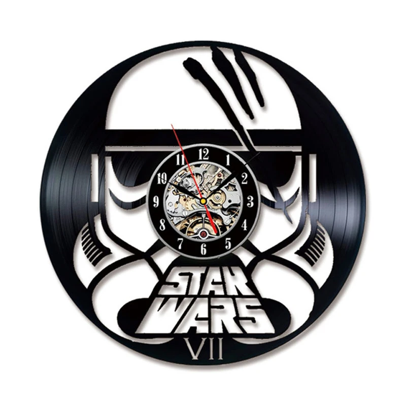 12in 3d wall clock Star Wars LED Wall Clock with 7 Colors Modern Design Movie Vintage Vinyl Record Clocks Wall Watch Home Decor