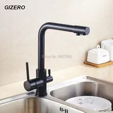 Freies verschiffen Wasser Trinken Wasserhahn Küche Wasserfilter Wasserhahn-filter Hähne Messing Wasserhähne Schwarz Farbe Wasser Crane Kombiauslauf Wasserhahn ZR370
