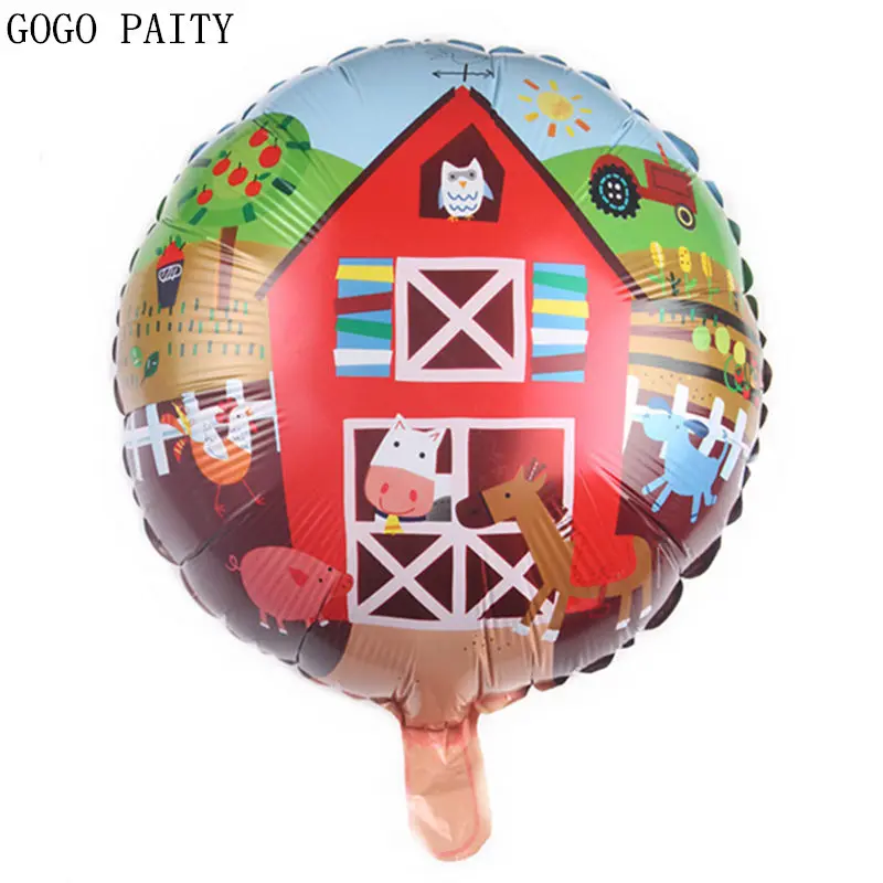 

GOGO PAITY New 18-inch round cartoon farm animal aluminum balloon balloons Children's holiday party layout decorative balloons