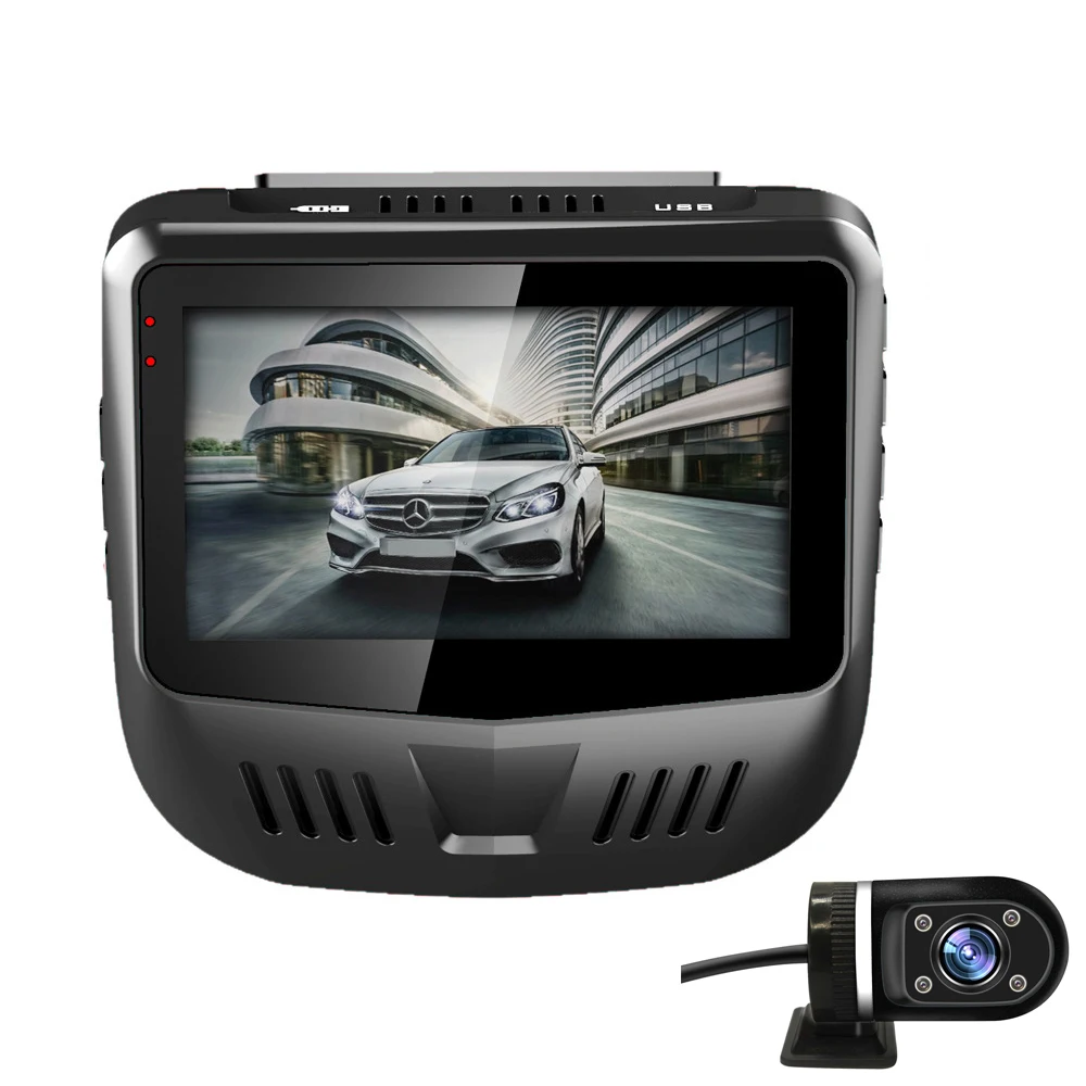 Автомобильный видеорегистратор YANTU с двумя объективами встроенный GPS FHD 1080P