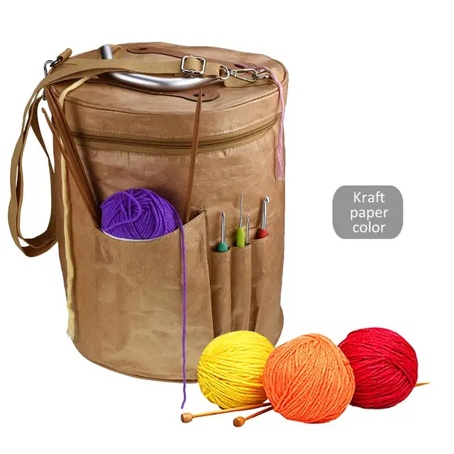 Yarn Storage Bag Organizer with Divider for Crocheting & Knitting